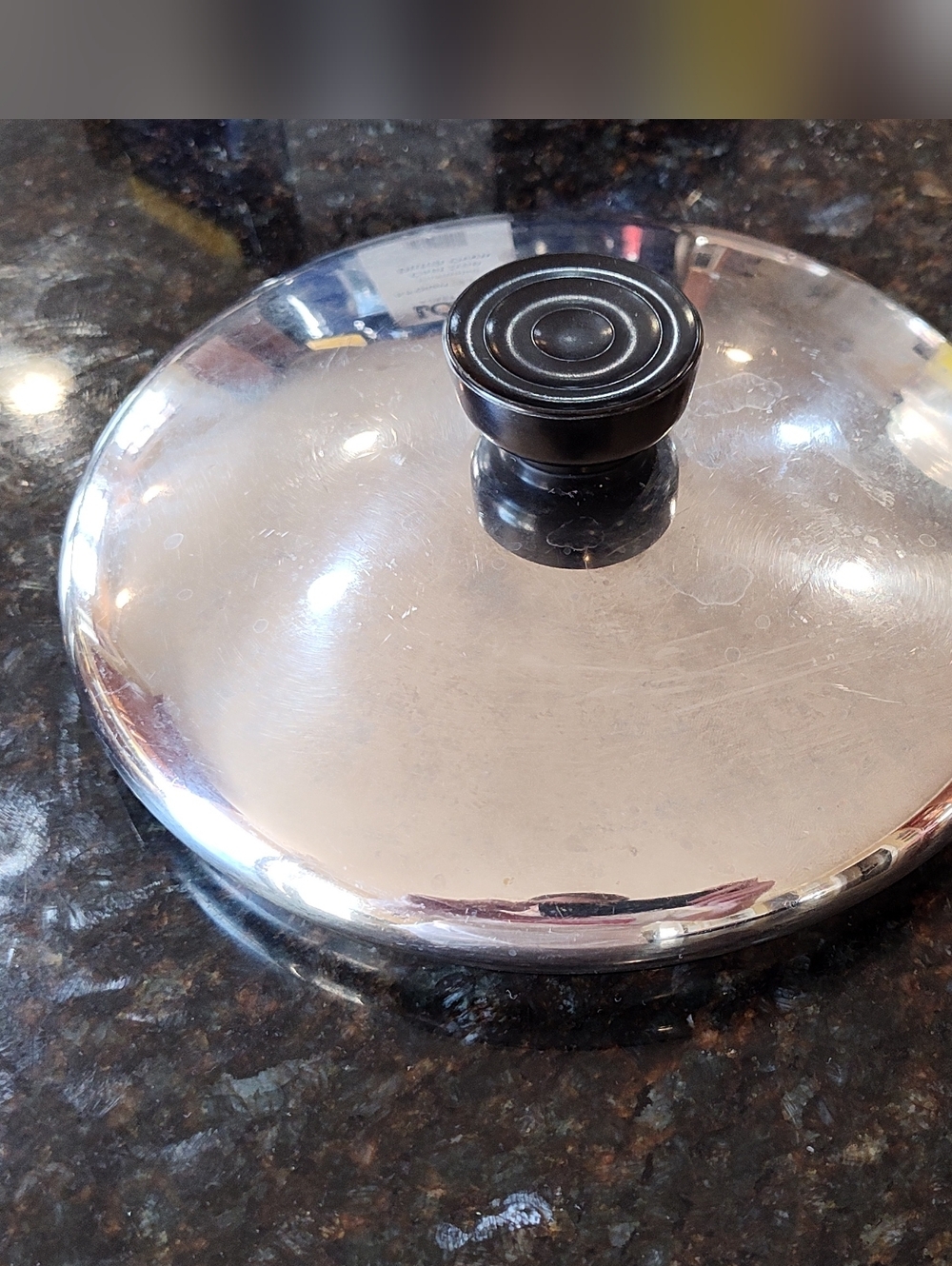 Revere Ware Stainless Steel Lid W/Black Handle For 3QT Sauce Pan 6 3/4" Lid Only